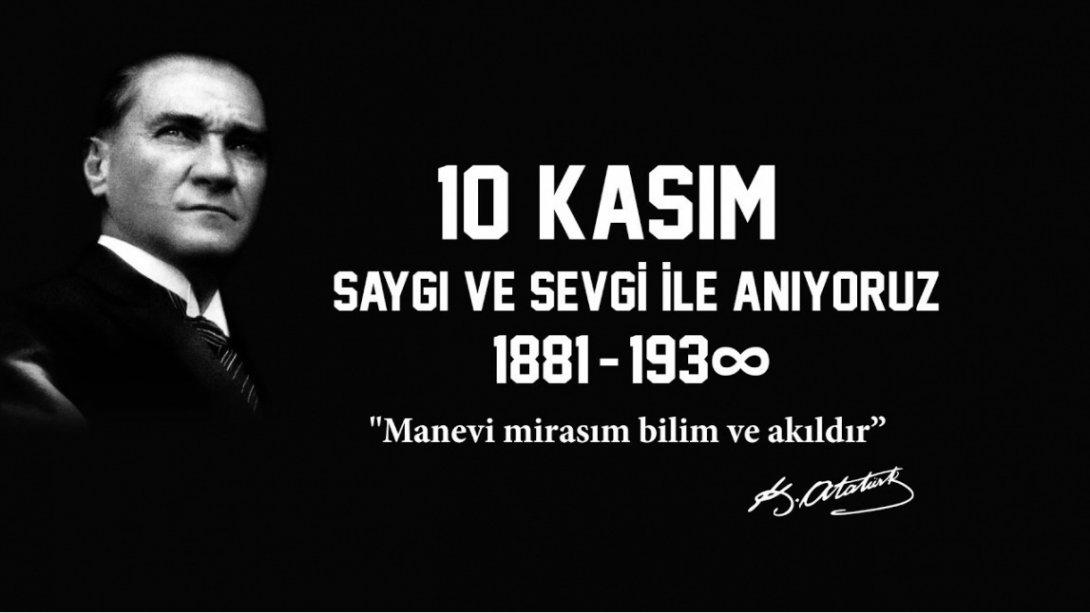 10 Kasım Atatürk'ü Anma ve Çelenk Sunma Programı
